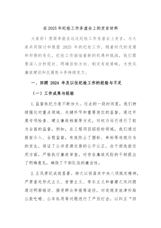在2025年纪检工作务虚会上的发言材料