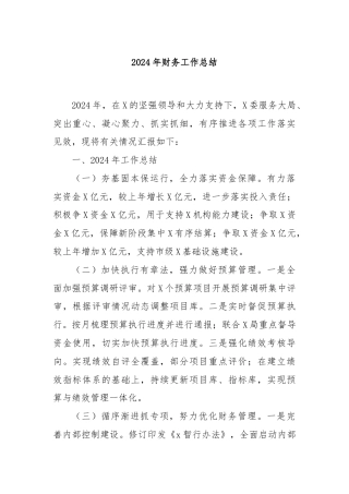 2024年财务工作总结