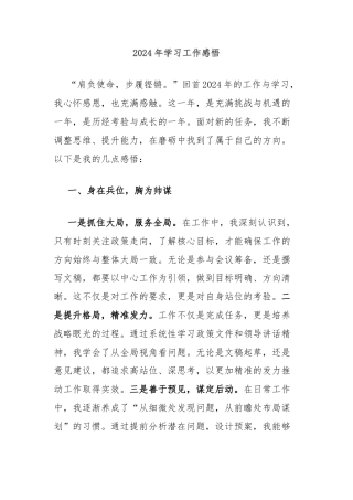 2024年学习工作感悟