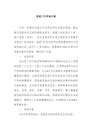 党建工作考核方案