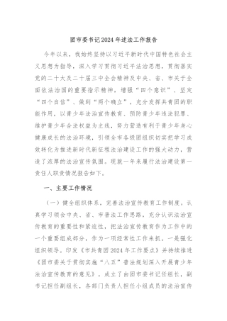 团市委书记2024年述法工作报告