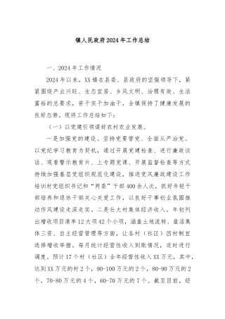 镇人民政府2024年工作总结