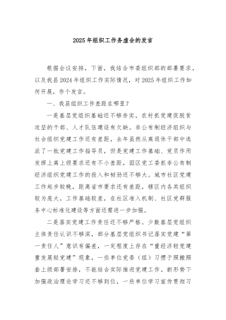 2025年组织工作务虚会的发言