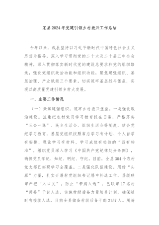 某县2024年党建引领乡村振兴工作总结