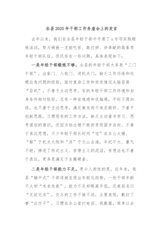 在县2025年干部工作务虚会上的发言
