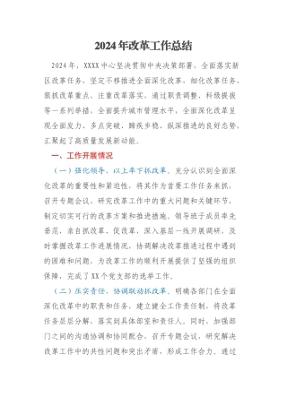 2024年改革工作总结