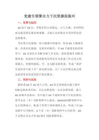 党建引领聚合力下沉资源促振兴