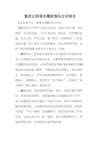 集团正职领导履职情况自评报告