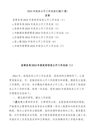 (7篇)2024年政务公开工作总结汇编