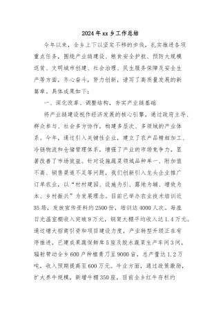 2024年xx乡工作总结