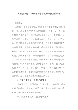某国企书记在2025年工作动员部署会上的讲话