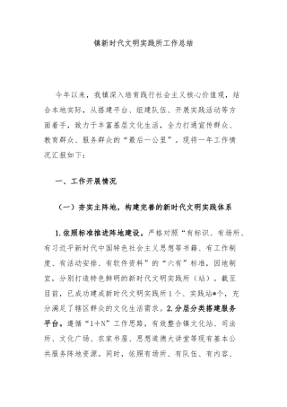 镇新时代文明实践所工作总结