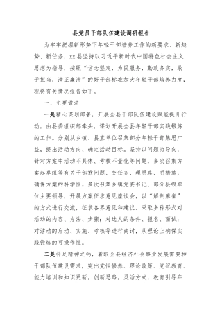 县党员干部队伍建设调研报告