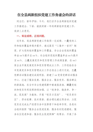 在全县两新组织党建工作务虚会的讲话