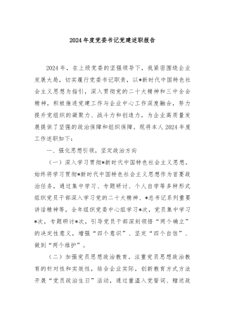 2024年度党委书记党建述职报告