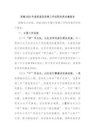 某镇2024年度抓基层党建工作述职述责述廉报告