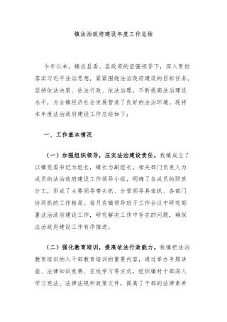 镇法治政府建设年度工作总结