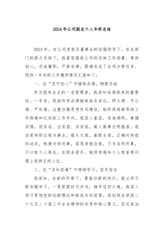2024年公司副总个人年终总结
