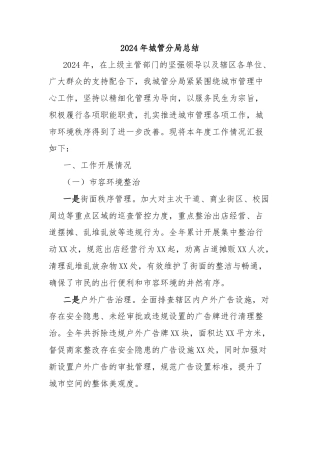 2024年城管分局总结