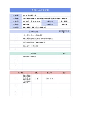 2025三会一课会议通知加会议纪要