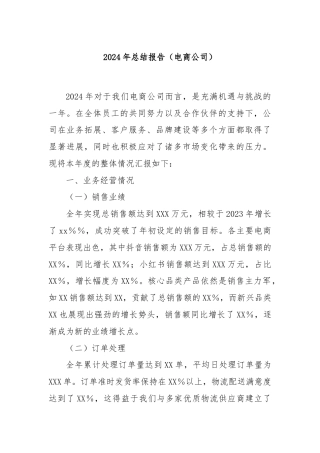 2024年总结报告（电商公司）