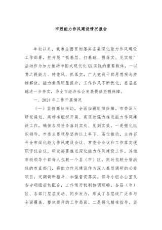 市级能力作风建设情况报告