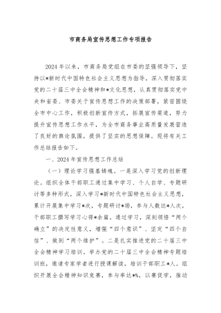 市商务局宣传思想工作专项报告