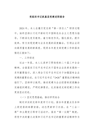 党组织书记抓基层党建述职报告