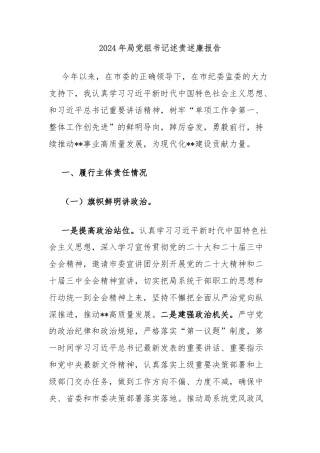 2024年局党组书记述责述廉报告