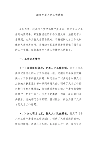 2024年县人才工作总结