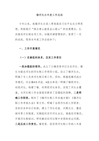 镇河长办年度工作总结