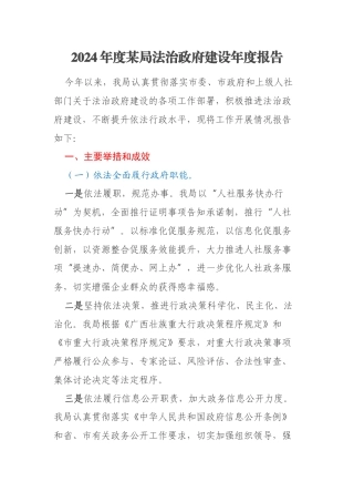 2024年度某局法治政府建设年度报告