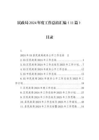 民政局2024年度工作总结汇编（11篇）