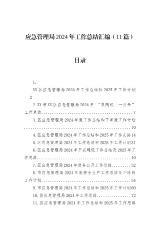 应急管理局2024年工作总结汇编（11篇）
