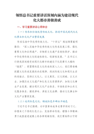 领悟总书记重要讲话深刻内涵为建设现代化大都市善做善成