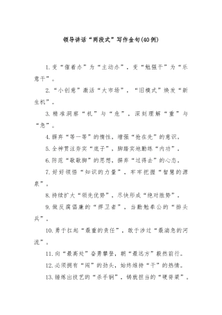 (40例)领导讲话“两段式”写作金句