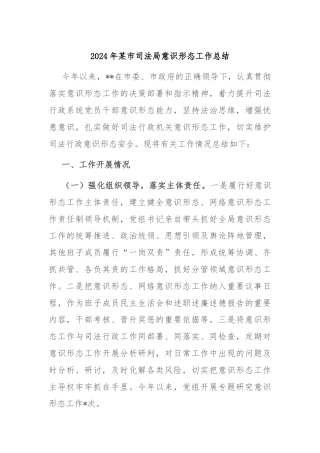 2024年某市司法局意识形态工作总结