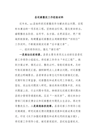 县巡察整改工作经验材料