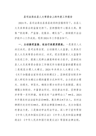 县司法局在县人大常委会上的年度工作报告