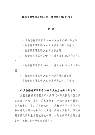 (7篇)数据资源管理局2024年工作总结汇编