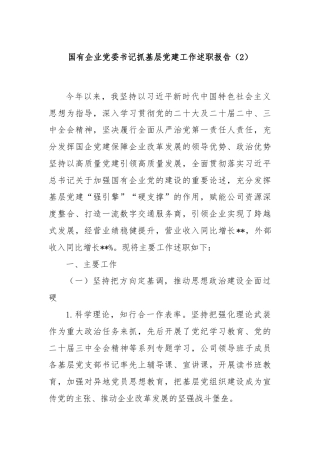 国有企业党委书记抓基层党建工作述职报告（2）