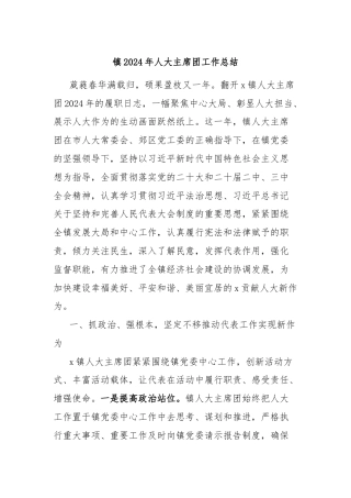 镇2024年人大主席团工作总结