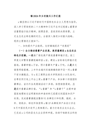 镇2024年乡村振兴工作汇报