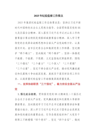 机关、国有企业、集团公司纪检监察工作要点