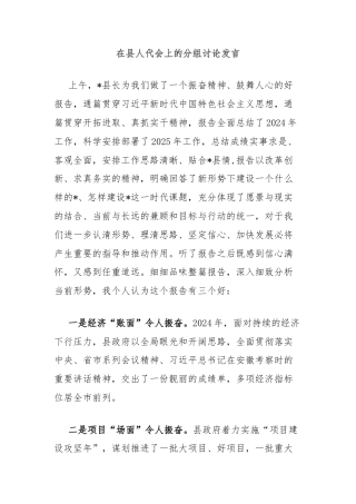 在县人代会上的分组讨论发言