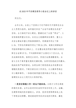 在2025年平安建设领导小组会议上的讲话