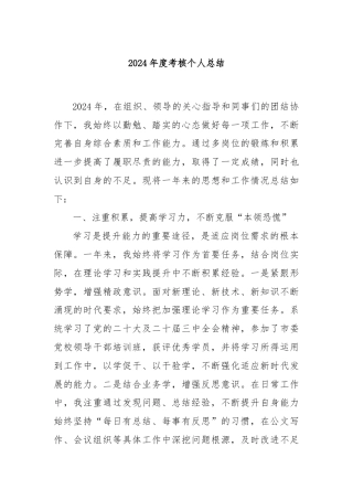 2024年度考核个人总结