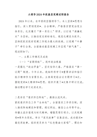 大领导2024年抓基层党建述职报告