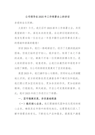 公司领导在2025年工作部署会上的讲话