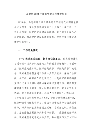 局党组2024年度抓党建工作情况报告